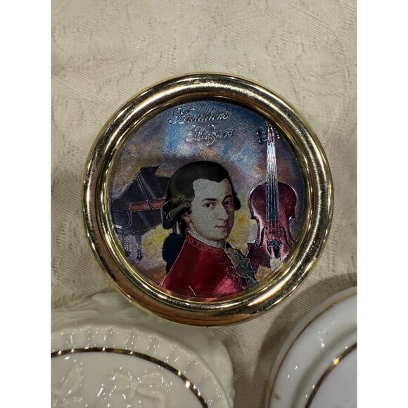 Vintage Trinket Boxes Set Of 5 Lenox, SFMB, Angel Of Love Mozart & Floral Design - Picture 5 of 16